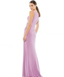 Ieena For Mac Duggal Ruched Stretch Jersey V-Neck Gown Shop For
