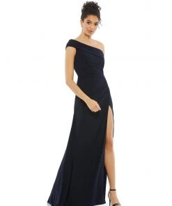 Ieena For Mac Duggal Shop For Foldover Ruched Jersey Evening Gown