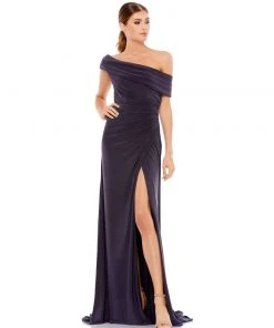 Ieena For Mac Duggal Shop For Foldover Ruched Jersey Evening Gown