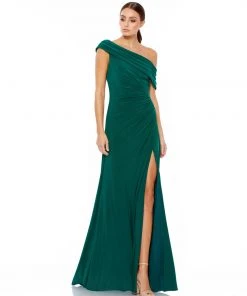 Ieena For Mac Duggal Shop For Foldover Ruched Jersey Evening Gown