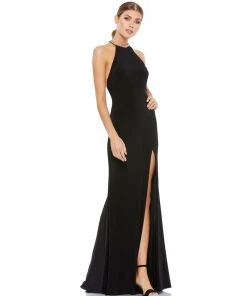 Ieena For Mac Duggal Bridesmaid Dresses Halter Dress W/ Open Back & Beaded Fringe