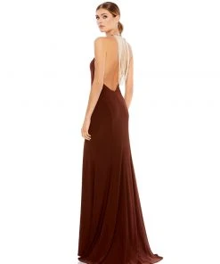 Ieena For Mac Duggal Bridesmaid Dresses Halter Dress W/ Open Back & Beaded Fringe 13 Ieena For Mac Duggal Bridesmaid Dresses Halter Dress W/ Open Back & Beaded Fringe