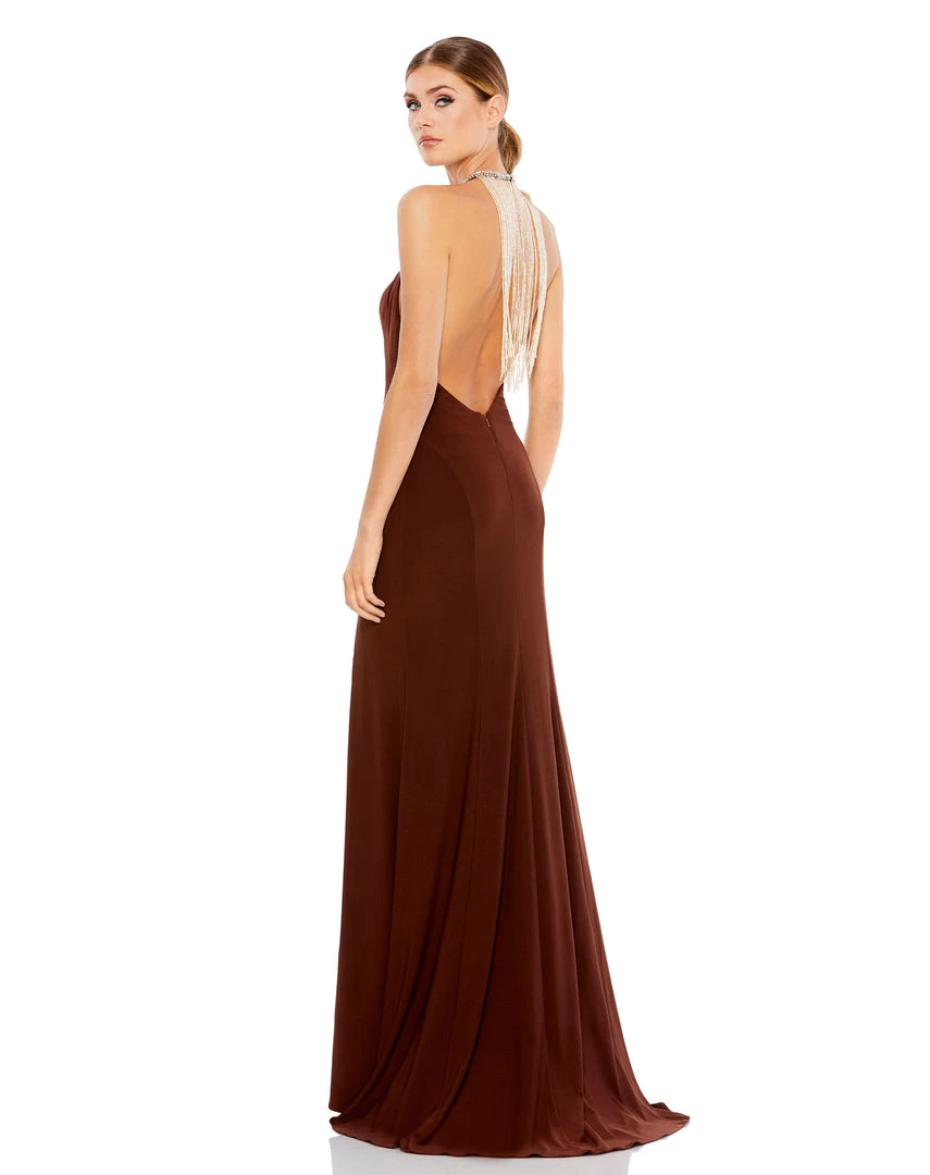 Ieena For Mac Duggal Bridesmaid Dresses Halter Dress W/ Open Back & Beaded Fringe 5 Ieena For Mac Duggal Bridesmaid Dresses Halter Dress W/ Open Back & Beaded Fringe