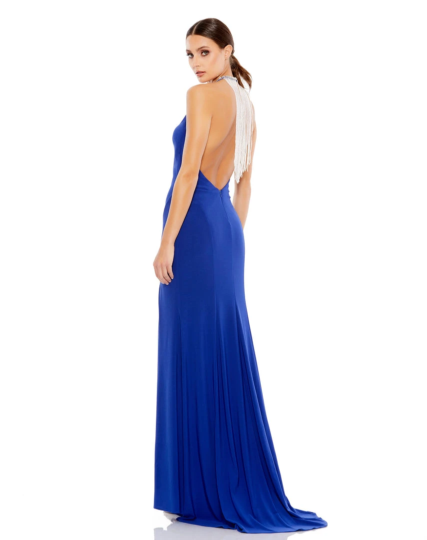 Ieena For Mac Duggal Bridesmaid Dresses Halter Dress W/ Open Back & Beaded Fringe 8 Ieena For Mac Duggal Bridesmaid Dresses Halter Dress W/ Open Back & Beaded Fringe