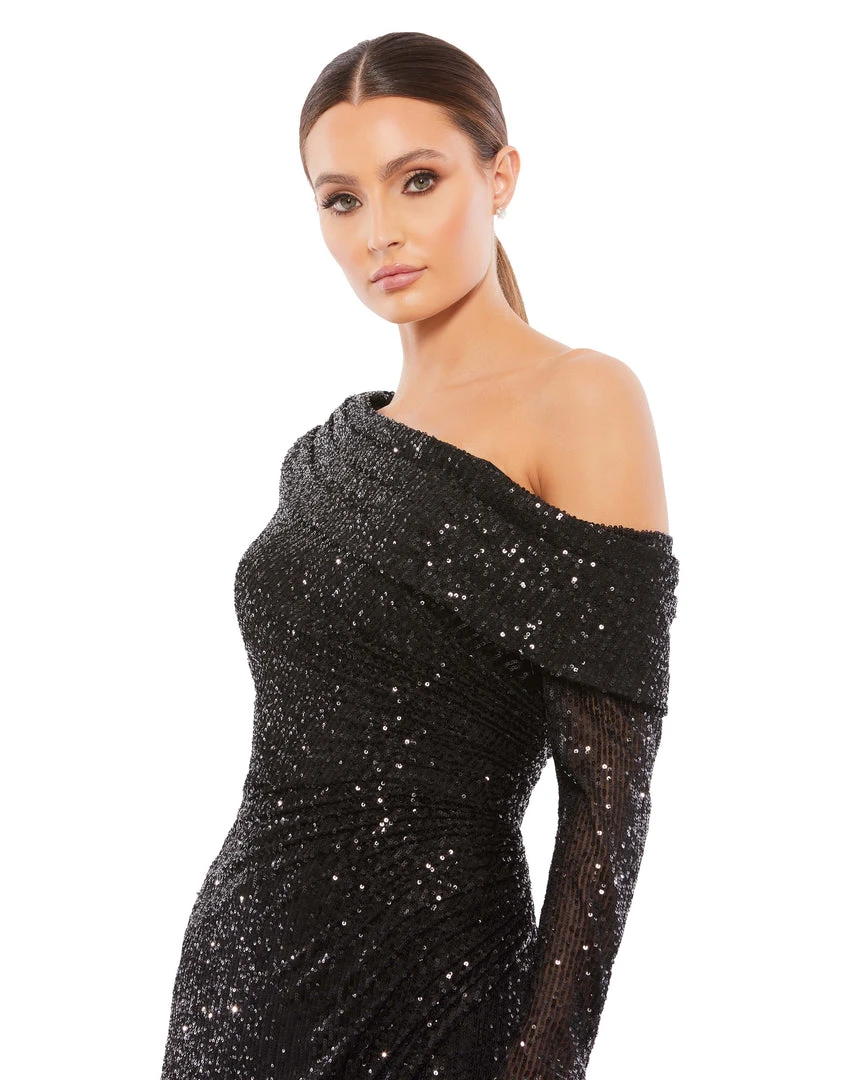 Ieena For Mac Duggal One Shoulder Sequin Long Sleeve Midi Dress Shop For 3 Ieena For Mac Duggal One Shoulder Sequin Long Sleeve Midi Dress Shop For