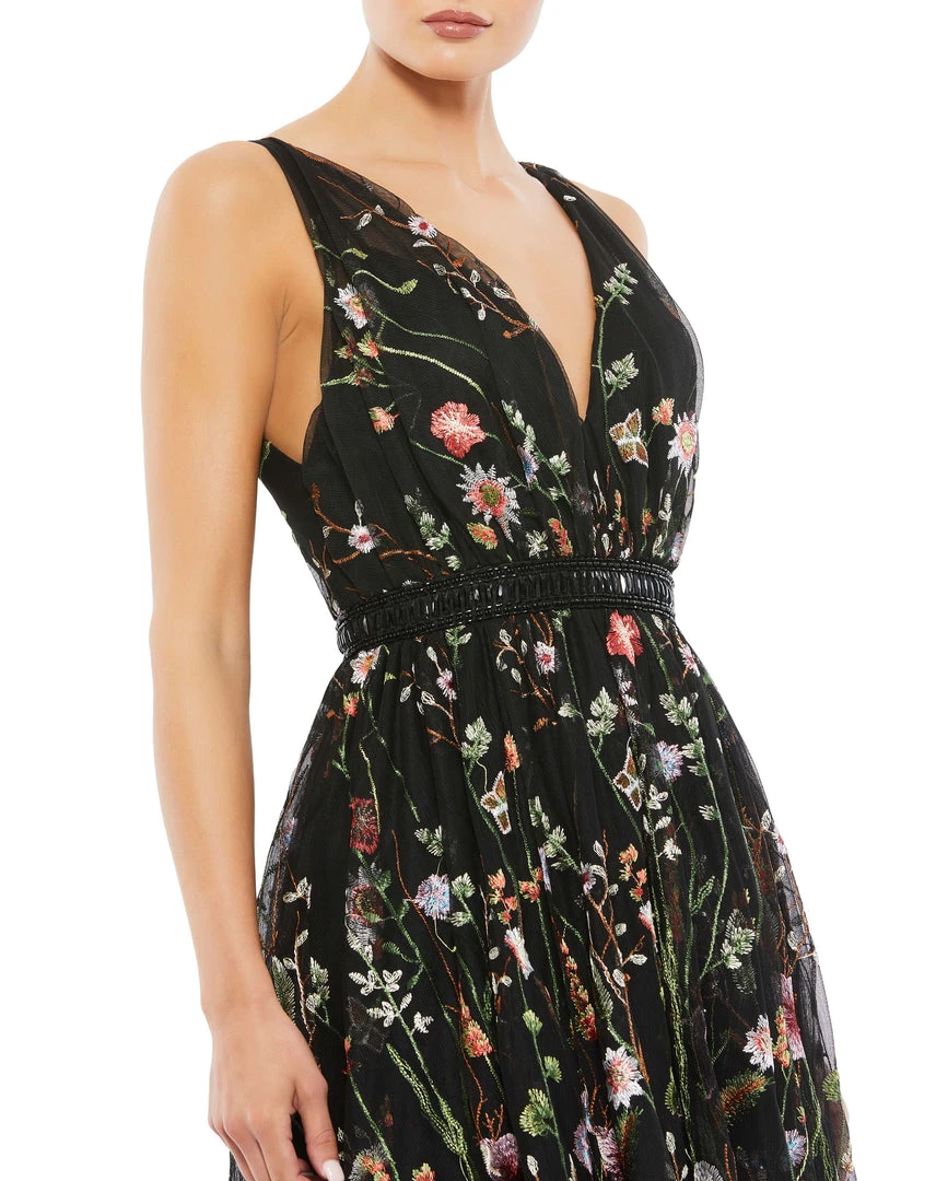Ieena For Mac Duggal V-Neck Floral Midi Dress 3 Ieena For Mac Duggal V-Neck Floral Midi Dress