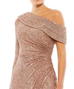 Ieena For Mac Duggal Shop For Sequined Drop Shoulder Faux Wrap Gown