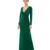 Ieena For Mac Duggal Long Sleeve Ruched Jersey V-Neck Gown Shop For
