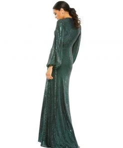 Ieena For Mac Duggal Disco Stretch Blouson Sleeve Gown Shop For