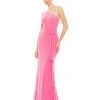 Ieena For Mac Duggal Jersey One Shoulder Belted Trumpet Gown