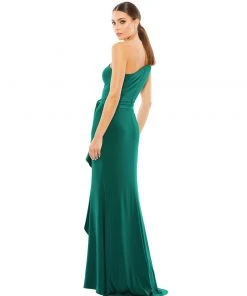 Ieena For Mac Duggal Jersey One Shoulder Belted Trumpet Gown