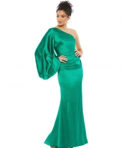 Ieena For Mac Duggal Shop For Satin Puff Sleeve Gown