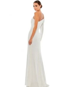 Ieena For Mac Duggal Sequined One Shoulder Trumpet Gown