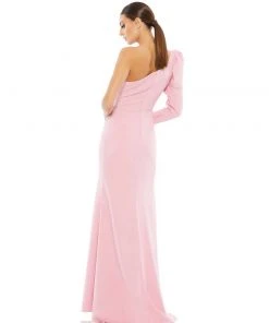 Ieena For Mac Duggal One Shoulder Puff Sleeve Gown