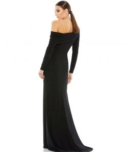 Ieena For Mac Duggal Drop Shoulder Long Sleeve Column Gown Shop For