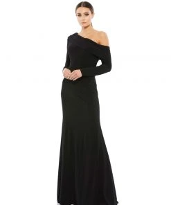 Ieena For Mac Duggal Drop Shoulder Long Sleeve Column Gown Shop For
