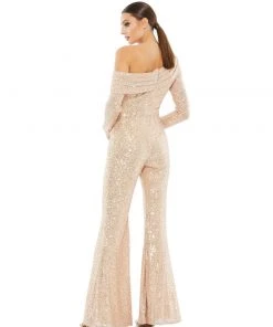 Ieena For Mac Duggal Shop For Sequined Drop Shoulder Long Sleeve Jumpsuit