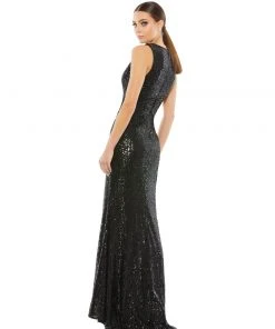 Ieena For Mac Duggal Shop For V-Neck Sequin Wrap Waist Gown