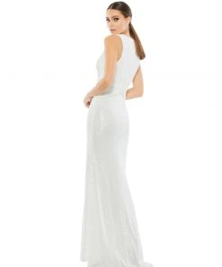 Ieena For Mac Duggal Shop For V-Neck Sequin Wrap Waist Gown