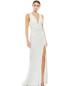 Ieena For Mac Duggal Shop For V-Neck Sequin Wrap Waist Gown