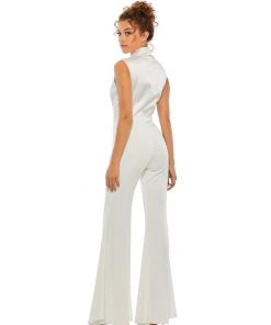 Ieena For Mac Duggal Asymmetrical Sleeveless Faux Tuxedo Jumpsuit Shop For