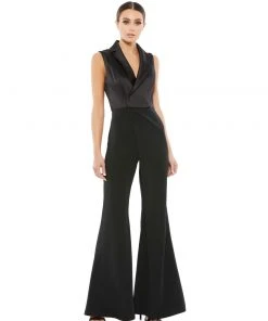 Ieena For Mac Duggal Asymmetrical Sleeveless Faux Tuxedo Jumpsuit Shop For