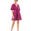 Ieena For Mac Duggal Shop For Satin Flowy Cape Sleeve Mini Dress