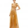 Ieena For Mac Duggal Pleated Ruffled Sleeveless Gown