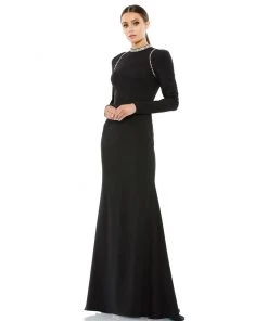 Ieena For Mac Duggal Raglan Long Sleeve High Neck Gown Bridesmaid Dresses