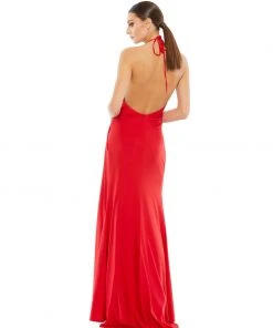 Ieena For Mac Duggal Shop For Sleeveless Pleated Halter Gown