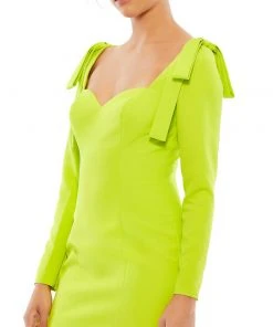 Ieena For Mac Duggal Bow Shoulder Long Sleeve Sweetheart Fitted Mini Dress Shop For