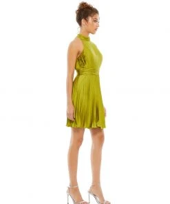 Ieena For Mac Duggal Pleated Halter Neck Mini Dress