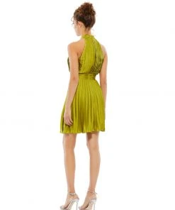 Ieena For Mac Duggal Pleated Halter Neck Mini Dress