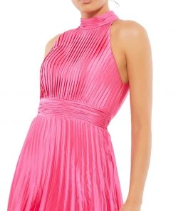 Ieena For Mac Duggal Pleated Halter Neck Mini Dress