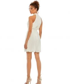 Ieena For Mac Duggal Pleated Halter Neck Mini Dress