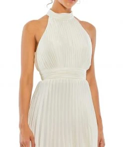 Ieena For Mac Duggal Pleated Halter Neck Mini Dress