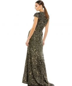 Ieena For Mac Duggal Sequined Cap Sleeve High Neck Gown 6 Ieena For Mac Duggal Sequined Cap Sleeve High Neck Gown