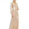 Ieena For Mac Duggal Shop For Metallic Empire Waist Blouson Sleeve Gown