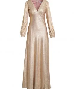 Ieena For Mac Duggal Shop For Metallic Empire Waist Blouson Sleeve Gown