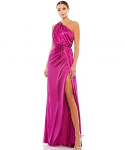 Ieena For Mac Duggal Draped One Shoulder Satin Gown Shop For