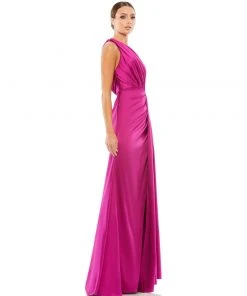 Ieena For Mac Duggal Draped One Shoulder Satin Gown Shop For