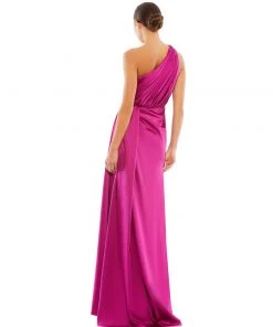 Ieena For Mac Duggal Draped One Shoulder Satin Gown Shop For