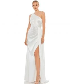 Ieena For Mac Duggal Draped One Shoulder Satin Gown Shop For