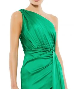 Ieena For Mac Duggal Draped One Shoulder Satin Gown Shop For