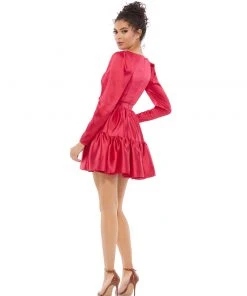 Ieena For Mac Duggal Shop For Tiered V-Neck Belted Mini Dress