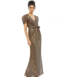Ieena For Mac Duggal Bow Waist Metallic Gown Shop For