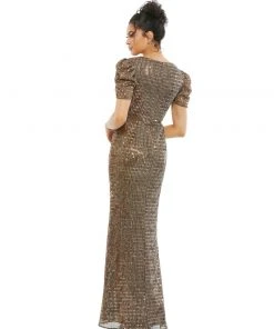 Ieena For Mac Duggal Bow Waist Metallic Gown Shop For