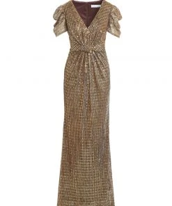 Ieena For Mac Duggal Bow Waist Metallic Gown Shop For