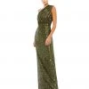 Ieena For Mac Duggal Shop For Sequined Ruched One Shoulder Gown