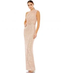 Ieena For Mac Duggal Shop For Sequined Ruched One Shoulder Gown